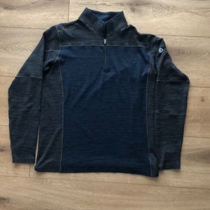 KUHL Sweater Mens Sz Large Gray Blue Ryzer 1/4 Zip Outdoor Long Sleeve Pullover
